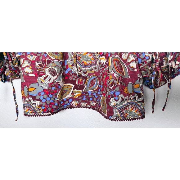 Sundance Women's Belladonna Beauty Top Bohemian Peasant Casual Ric Rac Cotton S - Picture 6 of 8